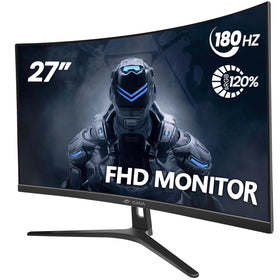 CRUA 27-inch curved monitor front view for immersive gaming visuals.