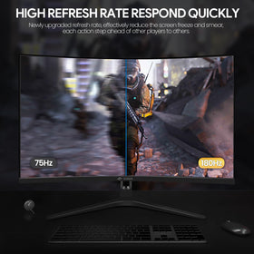 CRUA 27-inch curved monitor tilt adjustment enables comfortable viewing.