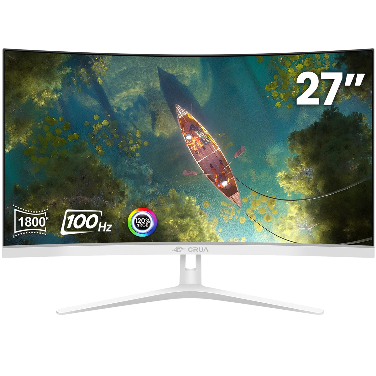 CRUA 27-inch curved monitor with a 3-side frameless design for immersive setups