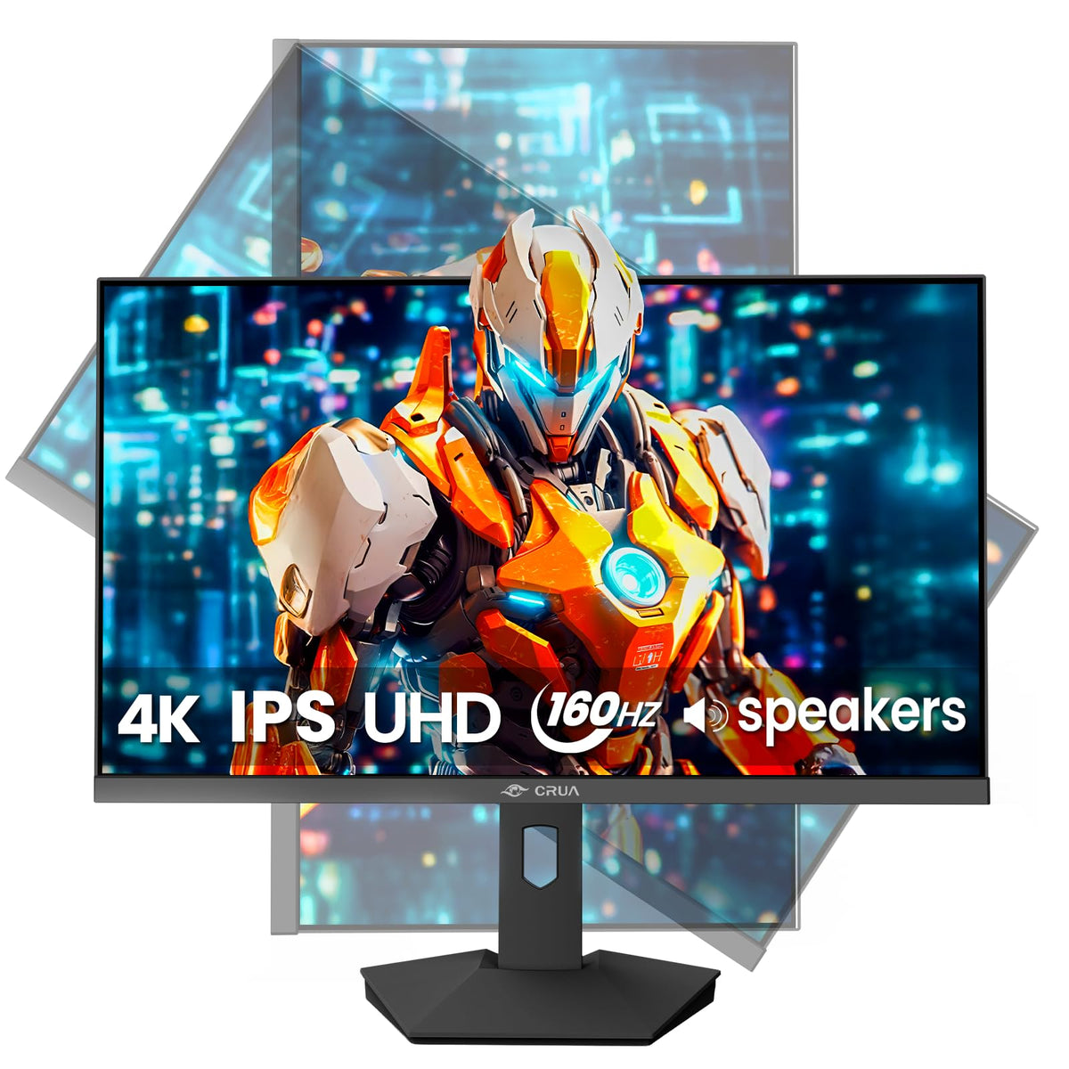 CRUA 27-inch 4K gaming monitor front view for immersive visuals in games and movies.