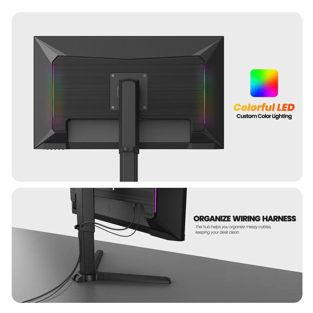 CRUA monitor ports and connectivity for easy PC or console setup.