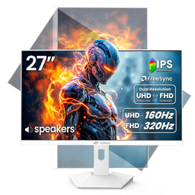 CRUA 27in dual-mode 4K 160Hz image displays immersive gaming visuals.