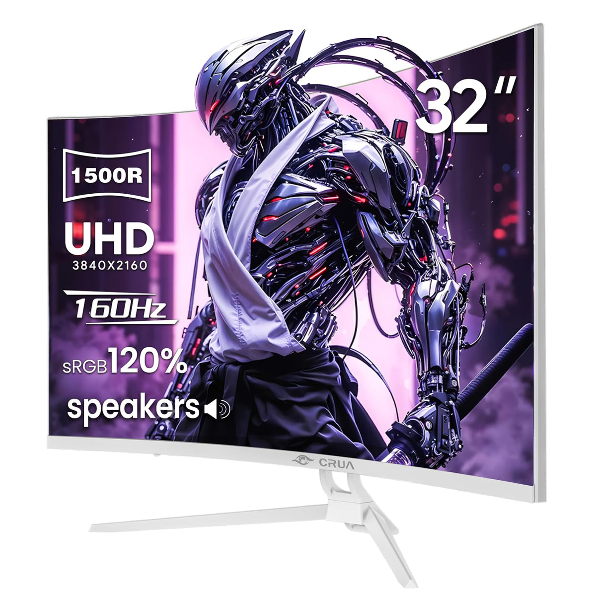 CRUA 32-inch curved 4K monitor with immersive gaming clarity.