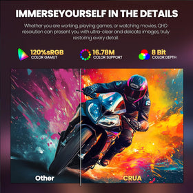 CRUA monitor connectivity ports offer flexible links to multiple devices.