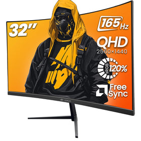 CRUA 32-inch curved monitor front view for immersive gaming and productive work.
