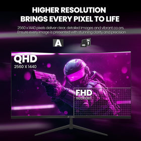CRUA 32-inch curved monitor ultra-narrow 3-sided bezel for a clean desk.
