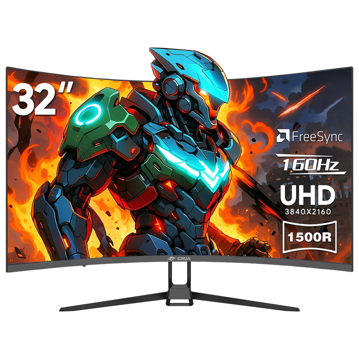 CRUA 32-inch 4K UHD display with 1500R curvature for cinematic clarity.