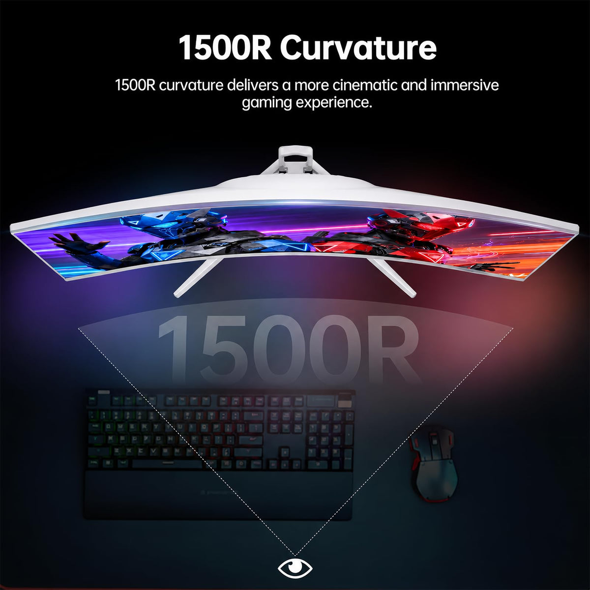 CRUA 32-inch curved monitor built-in speakers for convenient audio.