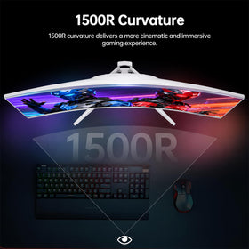 CRUA 32-inch curved monitor built-in speakers for convenient audio.