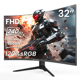 CRUA 32-inch curved gaming monitor delivers immersive viewing for gaming and streaming.