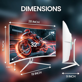 CRUA 32-inch curved monitor tilt adjustment supports comfortable viewing angles.