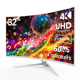 CRUA 32in white curved monitor front view for immersive work and media
