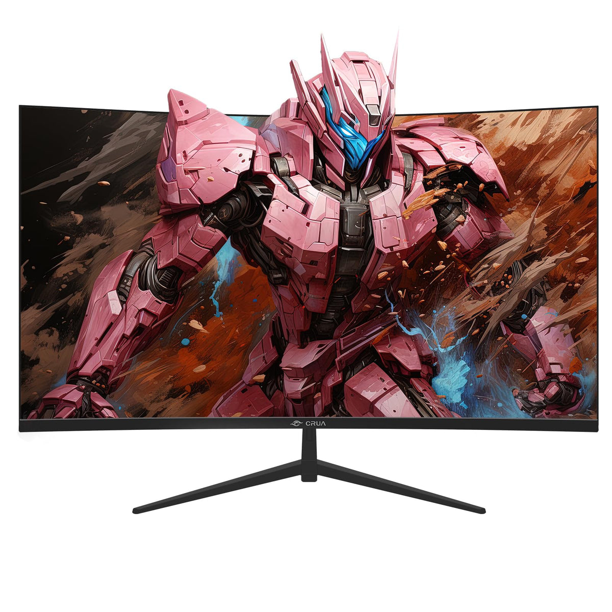 CRUA 32-inch curved monitor side profile shows slim design and VA curve.