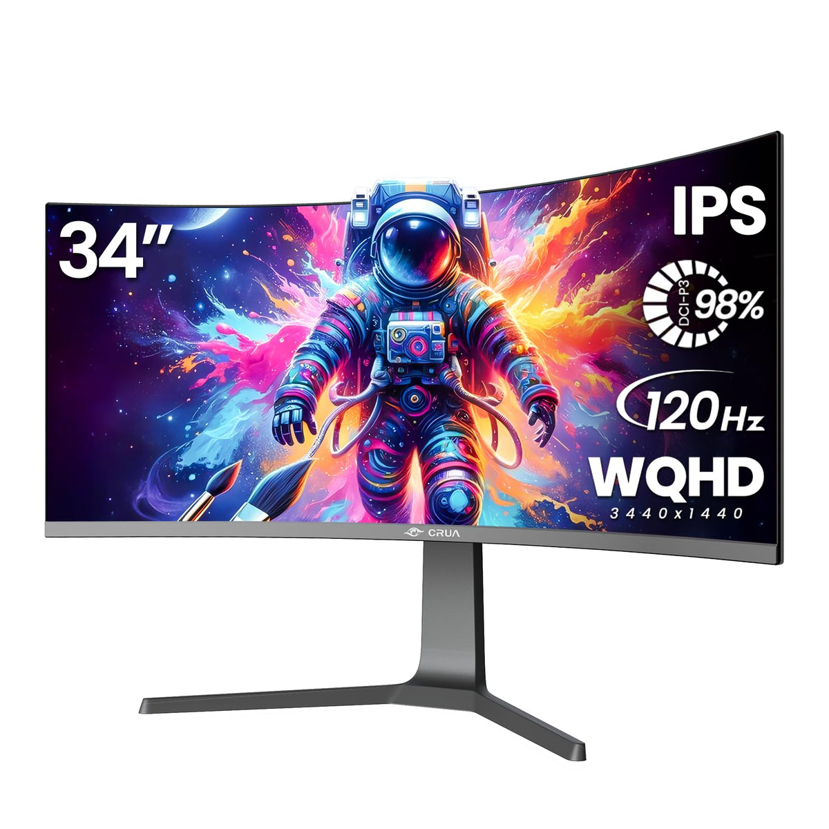 CRUA 34-inch curved ultrawide monitor for immersive gaming and productivity