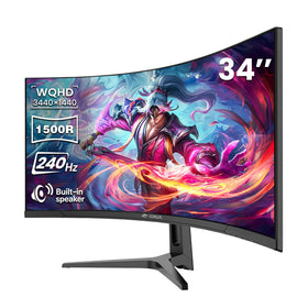CRUA 34-inch curved monitor immersive display for gaming and multitasking.