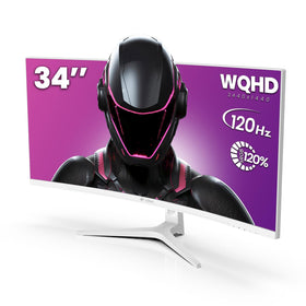 CRUA 34‑inch curved monitor with wide view for immersive gaming and productivity.