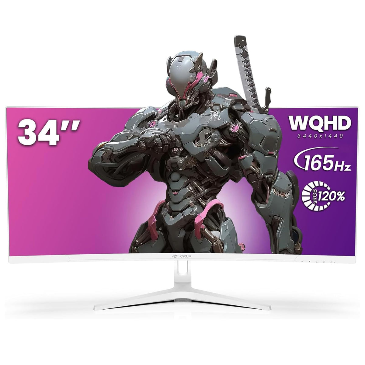 CRUA 34'' ultrawide monitor 1500R curved for immersive gaming.