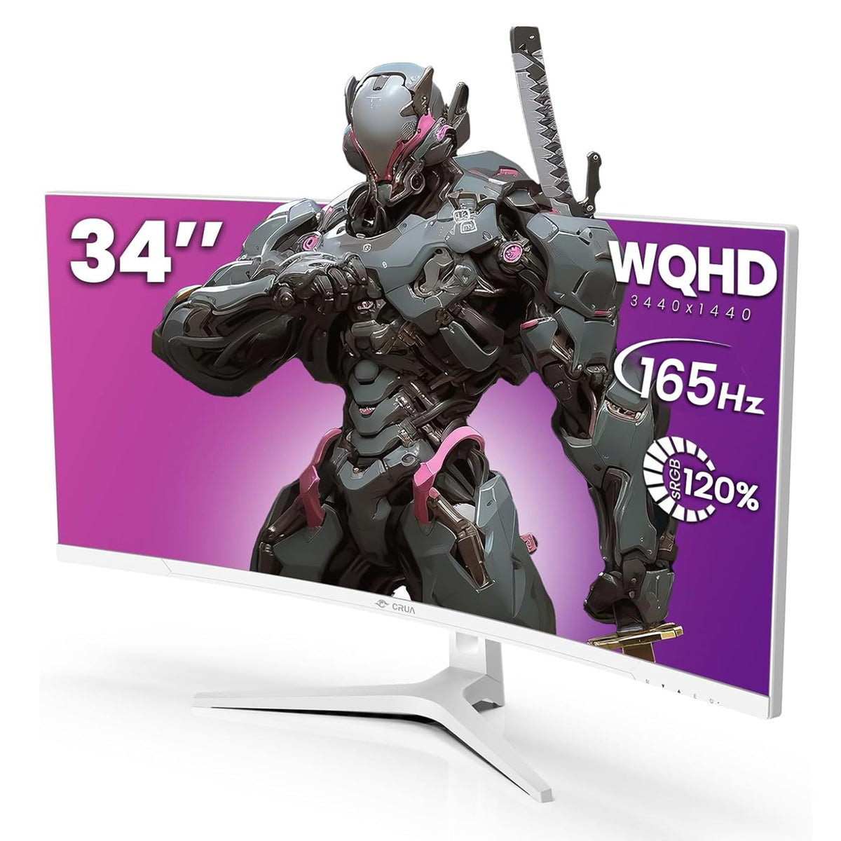 CRUA 34'' ultrawide monitor front view enhances workspace and multitasking.