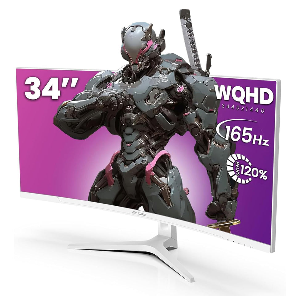 CRUA 34'' ultrawide monitor front view enhances workspace and multitasking.