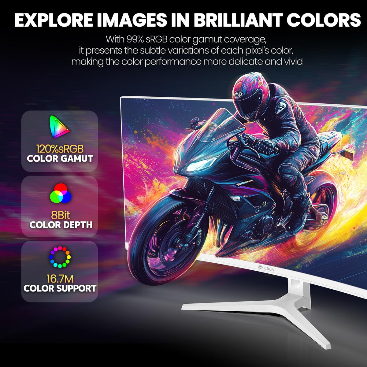 CRUA 34'' ultrawide monitor PIP/PBP feature for multitasking while viewing content.