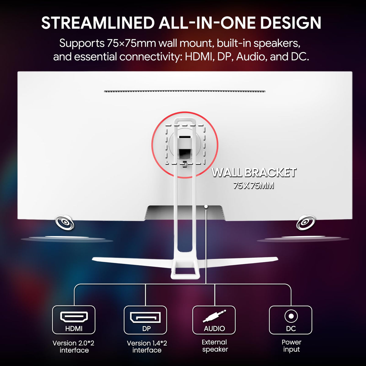 CRUA monitor with HDMI 2.0 and DP 1.4 ports for versatile connections