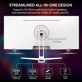 CRUA monitor with HDMI 2.0 and DP 1.4 ports for versatile connections