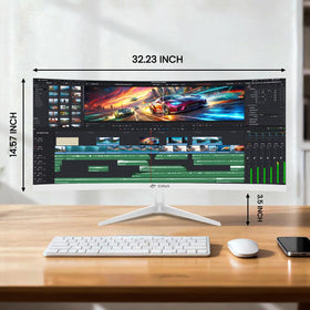 CRUA 34-inch ultrawide monitor blue-light filter reduces eye strain during long sessions.