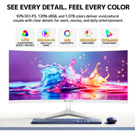 CRUA 34-inch ultrawide monitor rich connectivity with HDMI/DP ports for flexible setups.