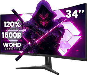 CRUA 34-inch ultrawide monitor front view showing immersive 21:9 display for gaming and productivity