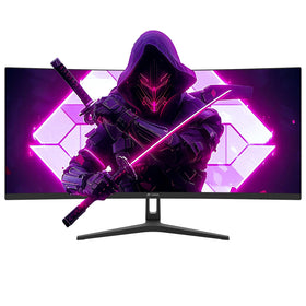 CRUA ultrawide monitor side angle emphasizes curved design with deep immersion