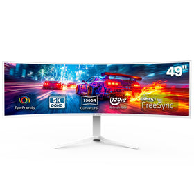 CRUA 49-inch white curved monitor immersive screen for gaming and multitasking