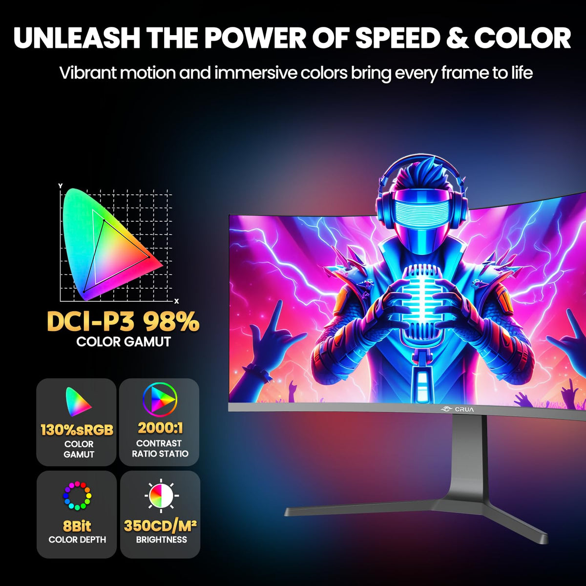 CRUA wide color coverage for vibrant visuals and detailed work
