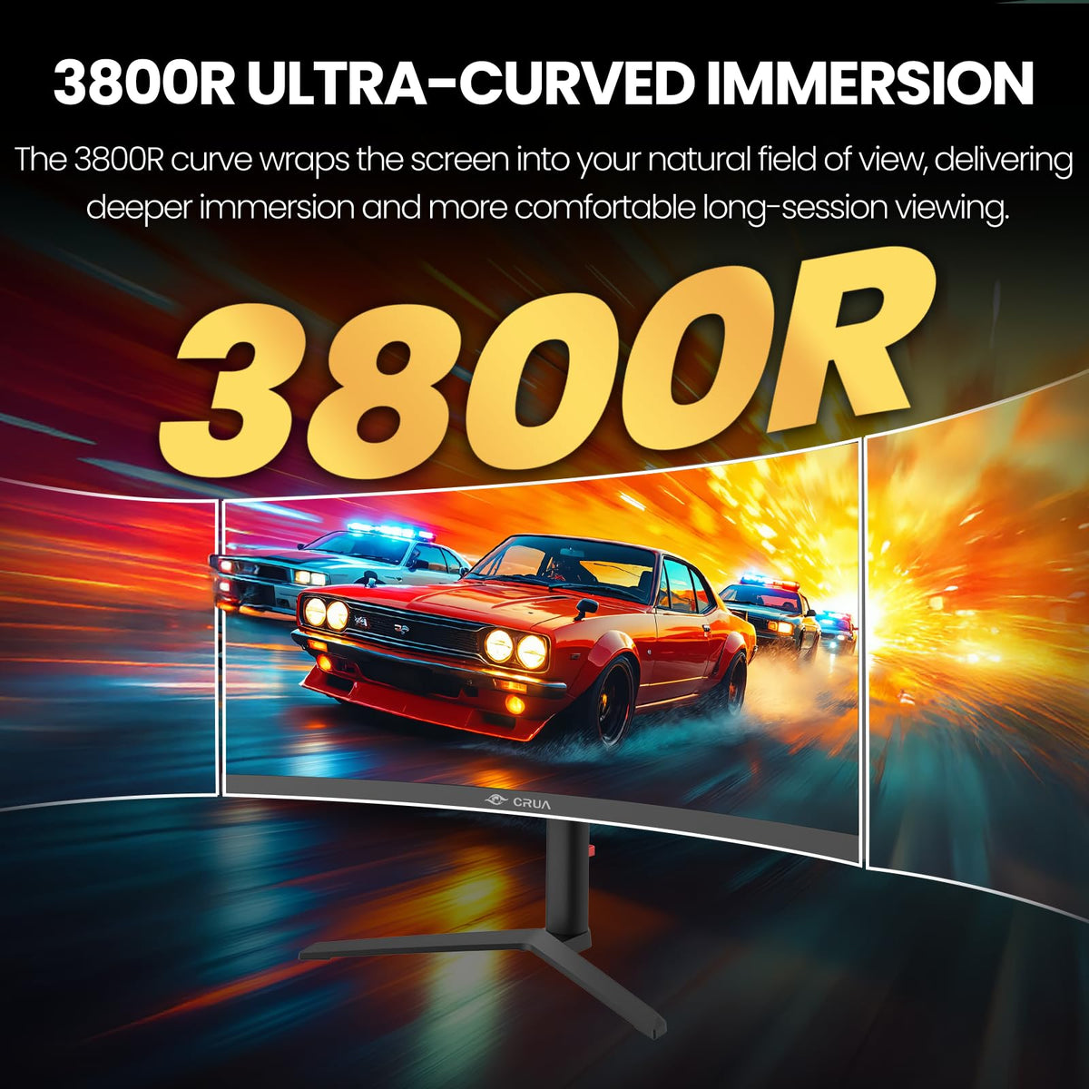 CRUA 100x100mm VESA compatibility enables flexible mounting options.