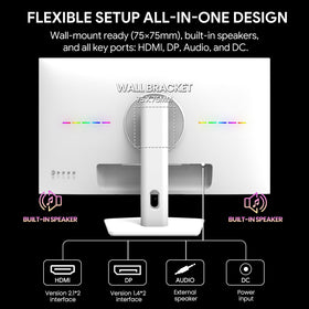 CRUA monitor with HDMI 2.1 and DP 1.4 for versatile devices.
