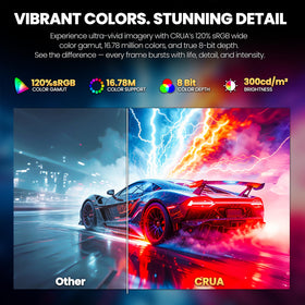 CRUA IPS panel delivers wide viewing angles and accurate colors.