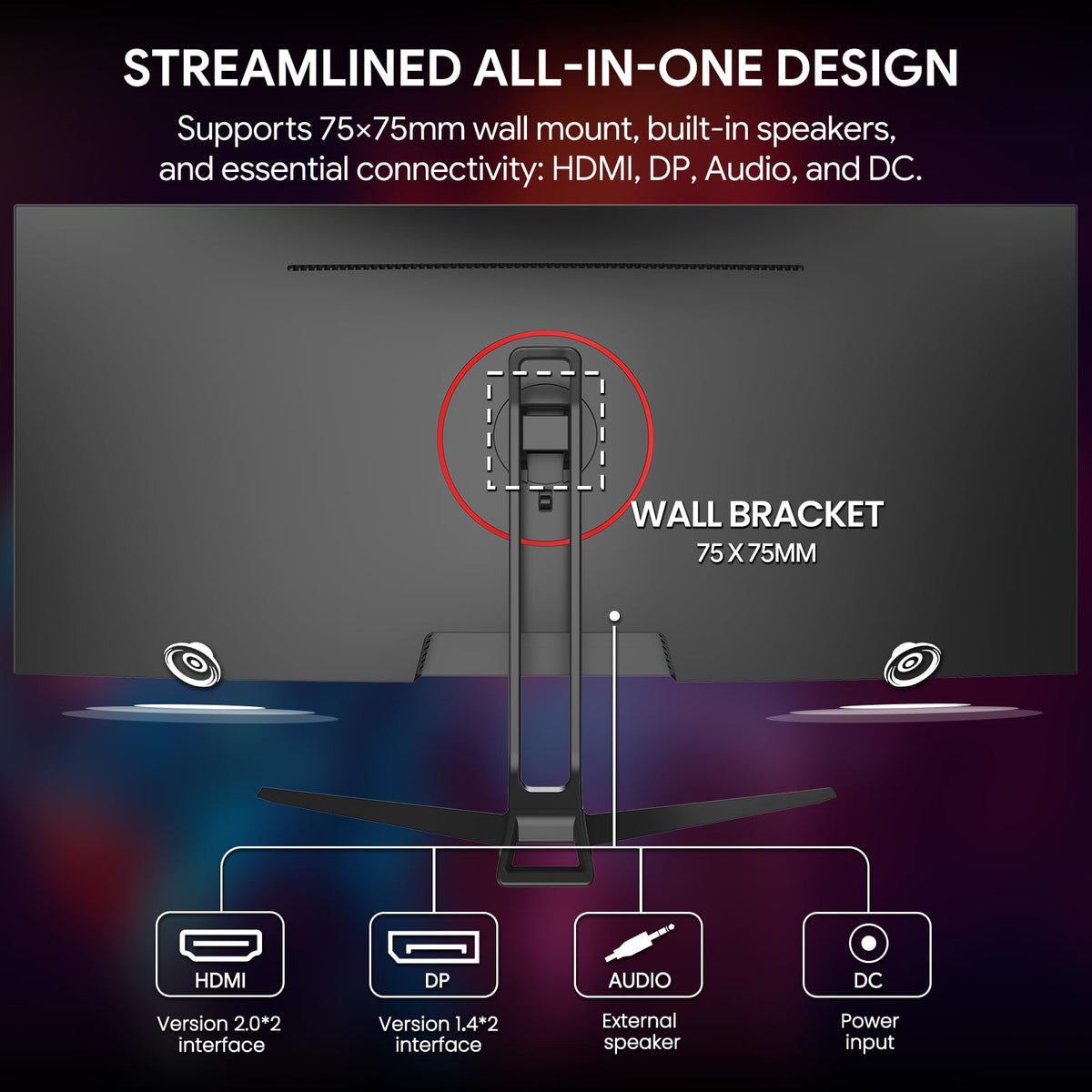 CRUA monitor with HDMI 2.0 and DP1.4 supports fast, versatile connections.