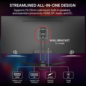 CRUA monitor with HDMI 2.0 and DP1.4 supports fast, versatile connections.