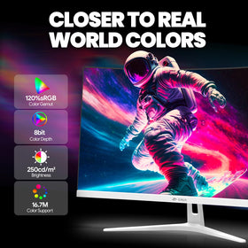 CRUA white gaming monitor fits cleanly into modern desk setups
