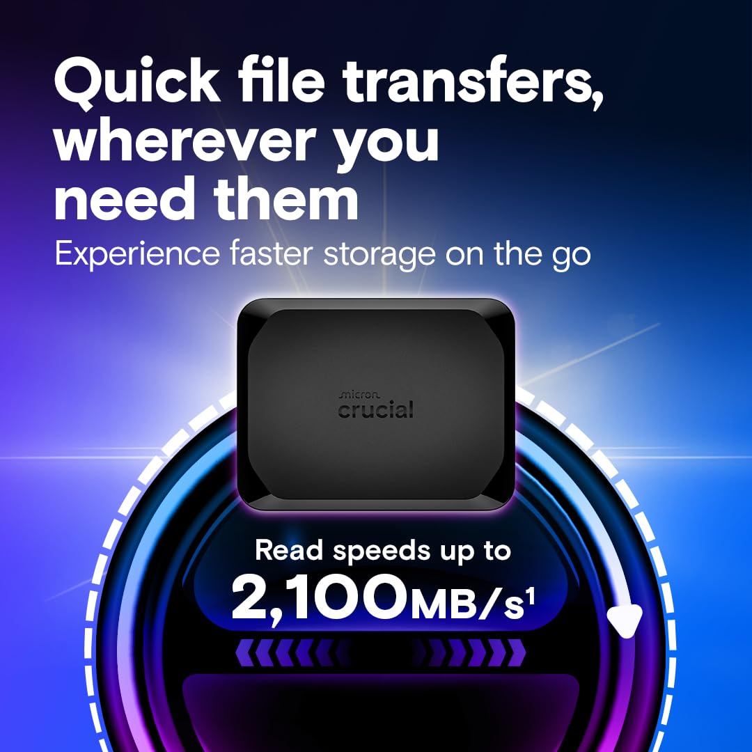Crucial X10 rugged against elements highlights IP65 dust and water resistance.