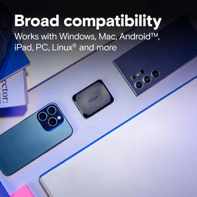 Crucial X10 USB-C compatibility enables quick transfers across Windows, Mac, Android.