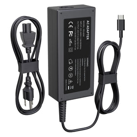Cruinniu 65W USB-C charger shown in compact form powering HP laptops