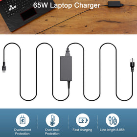 Cruinniu compatibility list image highlighting supported laptops and 100-240V input