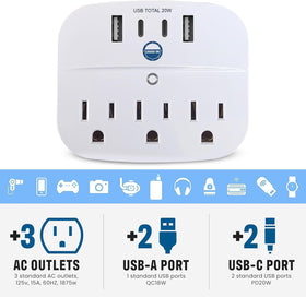 Cruise On 7-device quick-charge setup powers USB-C, USB, and AC outlets.
