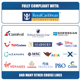 Cruise On packaging highlights compatibility with major cruise lines.