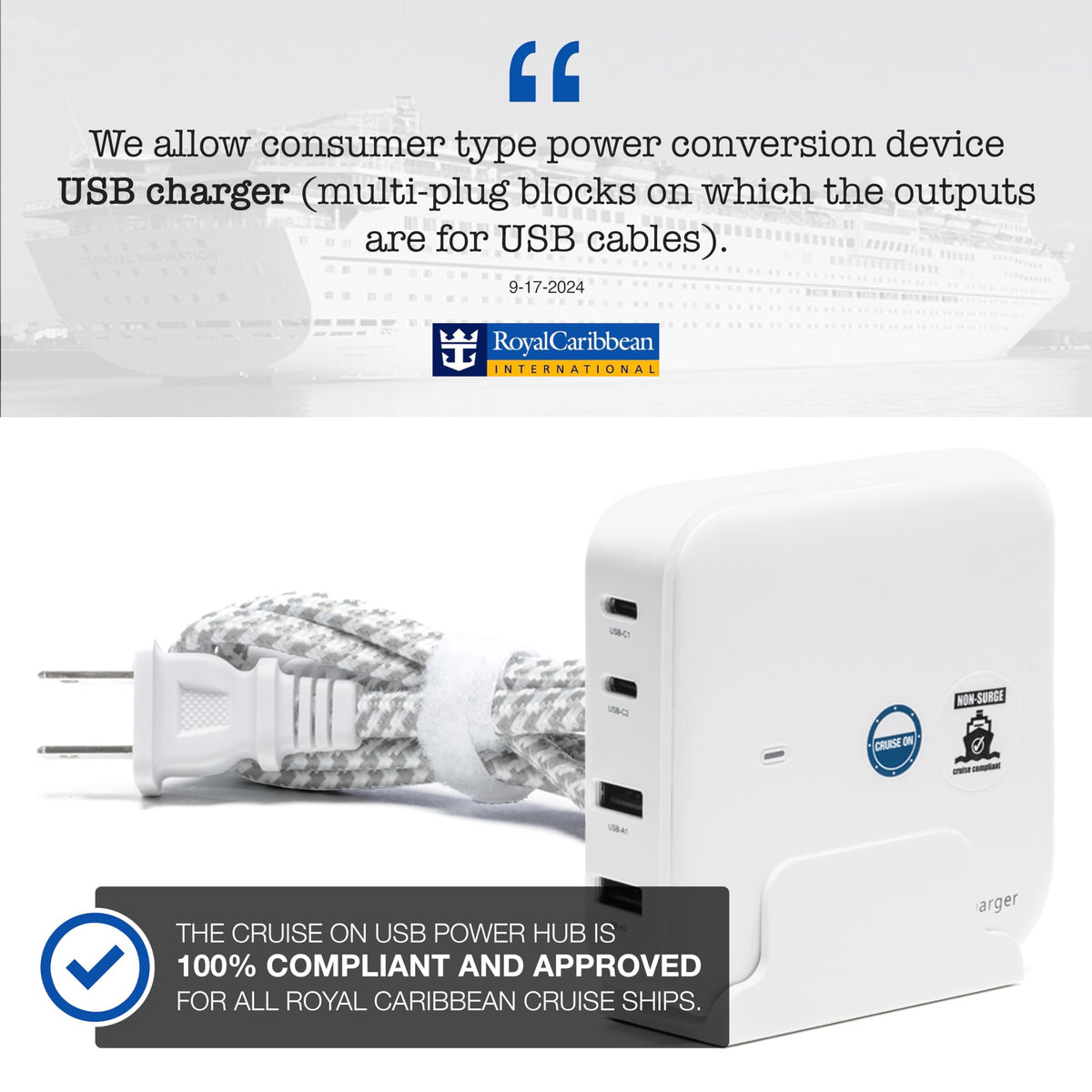 Cruise On 3.8ft extension cord offers flexible placement in a cabin.