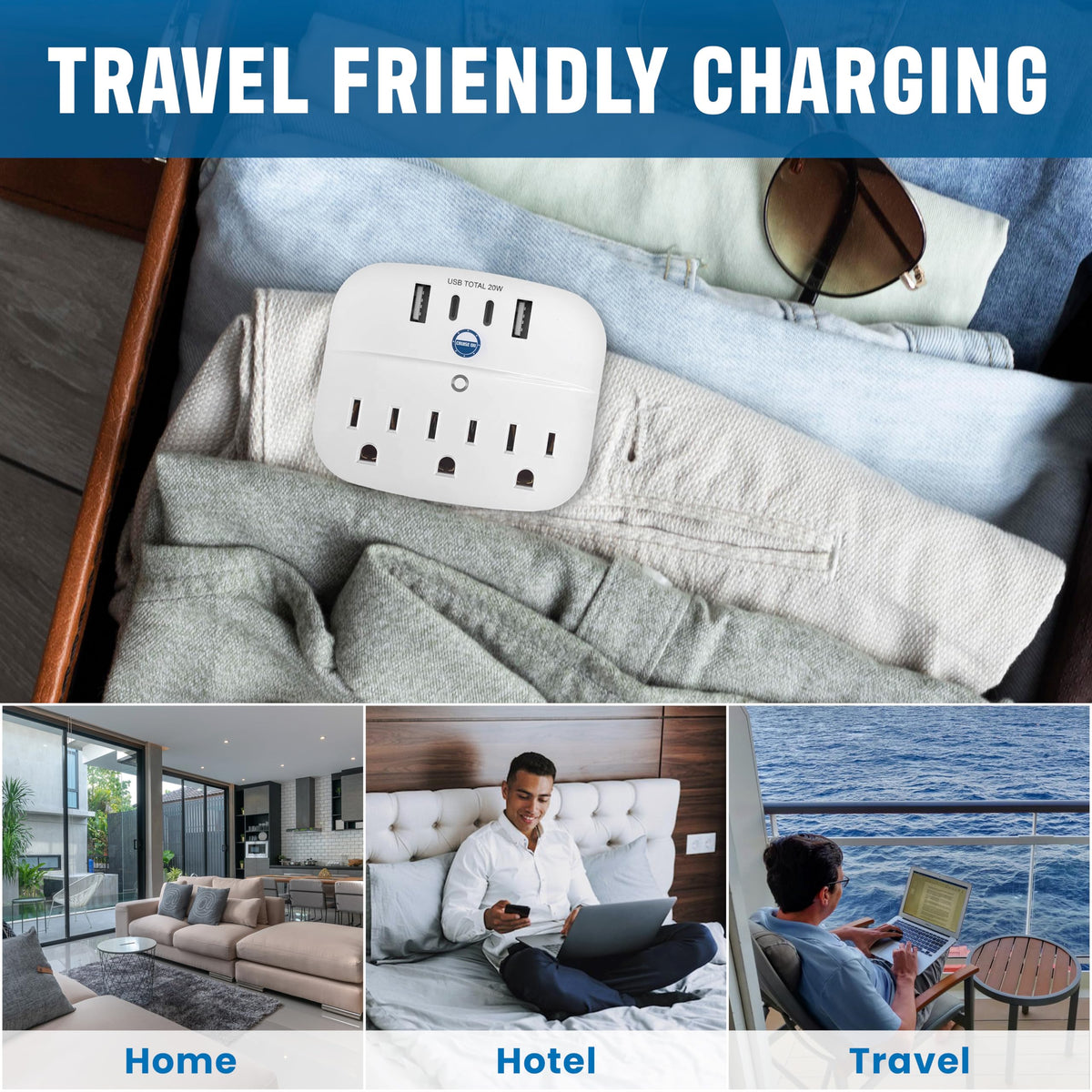 Cruise On in-cabin setup shows seven-device charging capability safely.