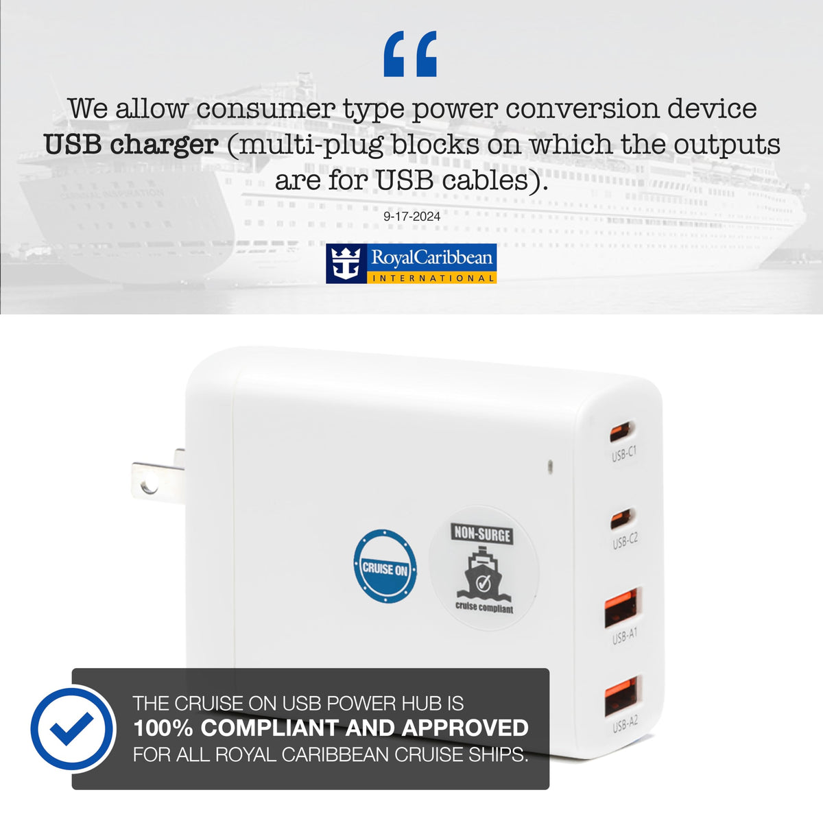 Cruise On close-up of USB-A and USB-C ports highlighting fast mixed-device charging