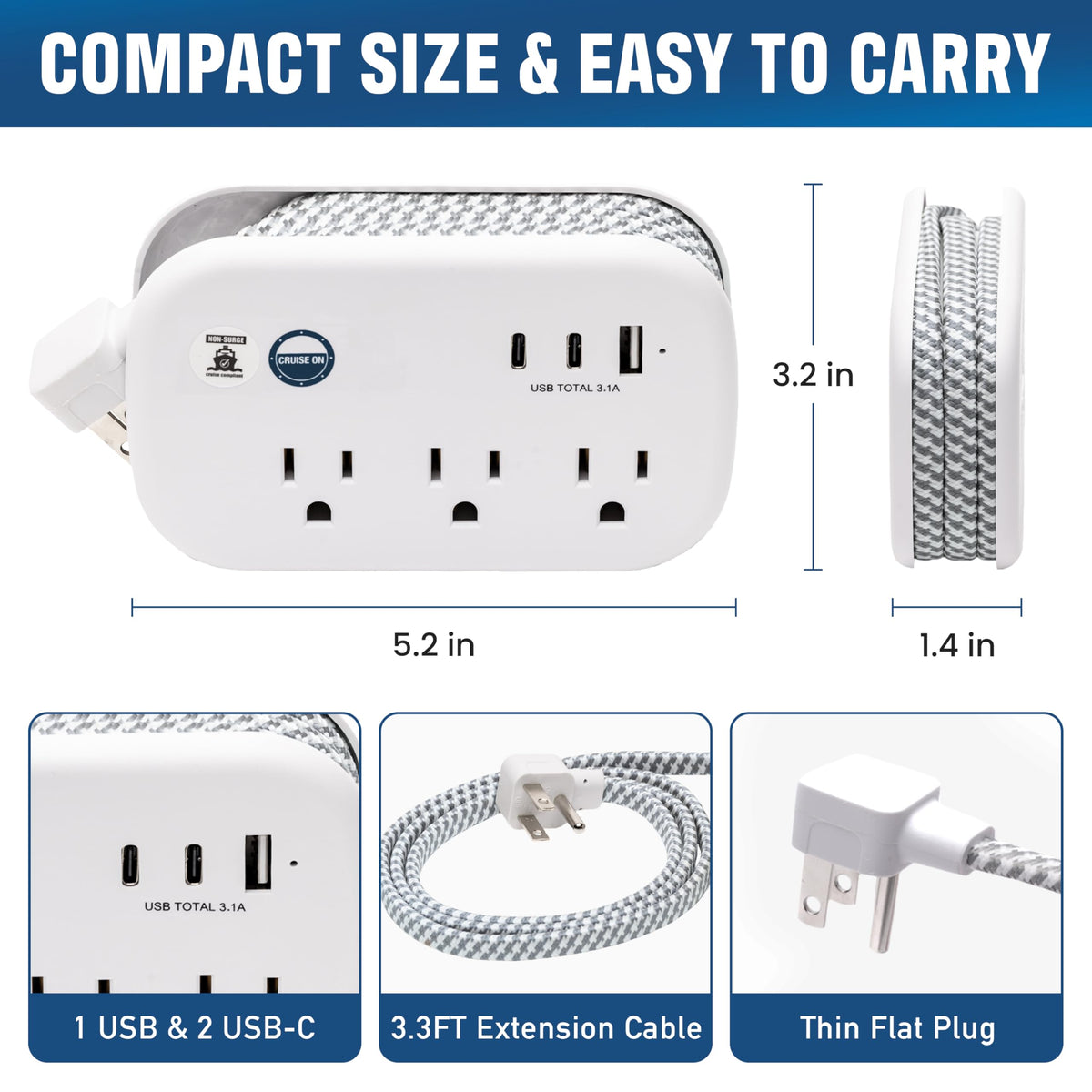 Cruise On USB-C and USB-A ports detail enabling fast device charging