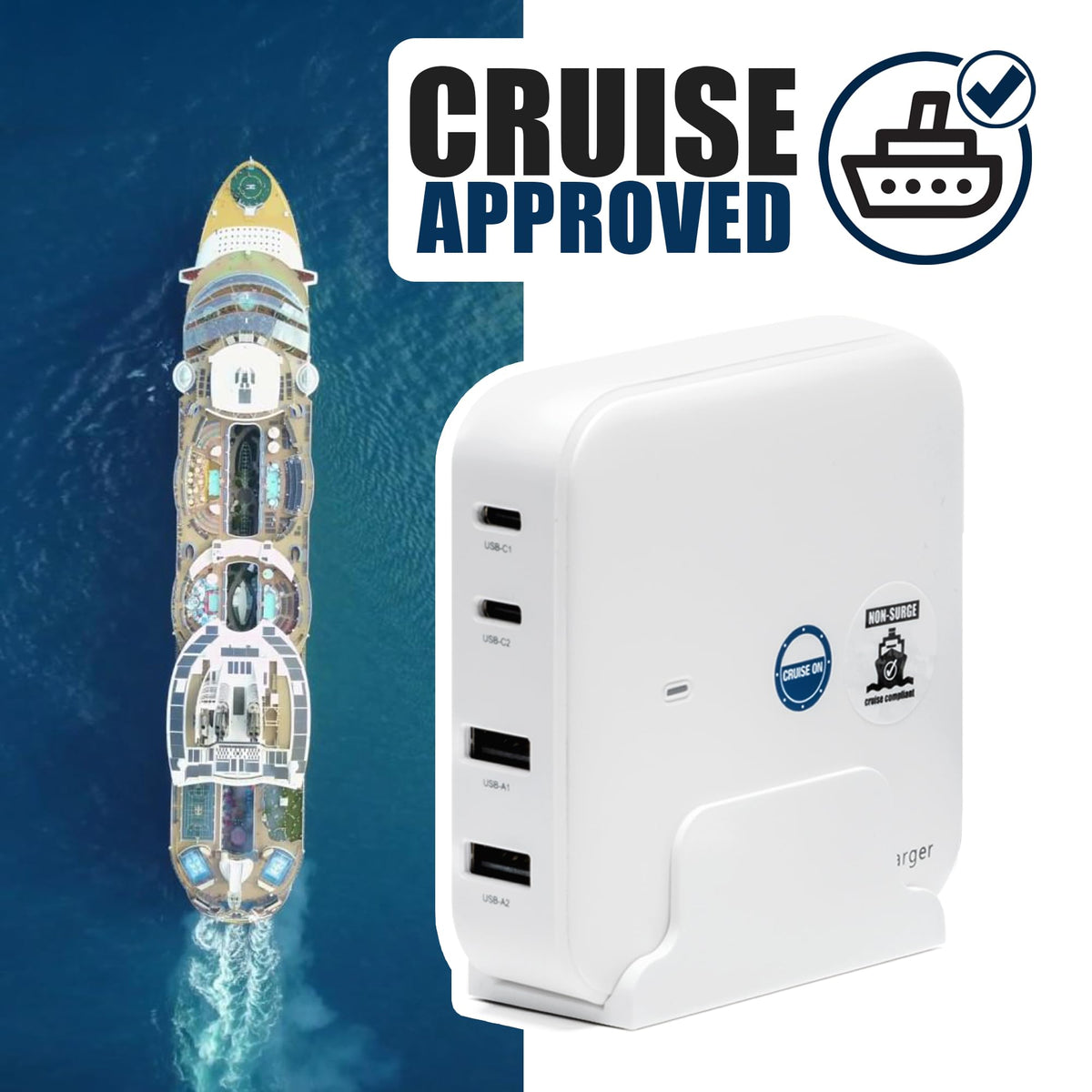 Cruise On four-port USB/USB-C hub enables quick, multi-device charging.