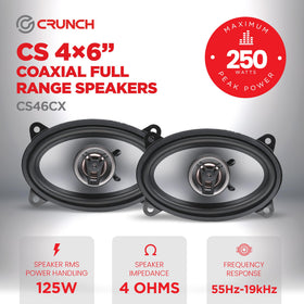 Crunch CS46CX neo-mylar tweeters deliver crisp highs and durable performance